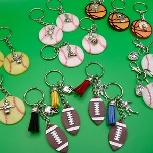 Sports Resin Keychains: Baseball, Softball, Basketball, Football