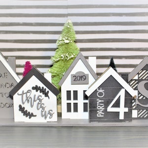 Custom standing house centerpiece, farmhouse decor, personalized houses.