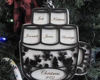 Hot Coco Marshmallow  Family Ornament.