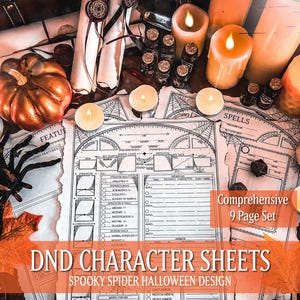 Hojas de personaje de Spooky Spider DND (Descarga digital)