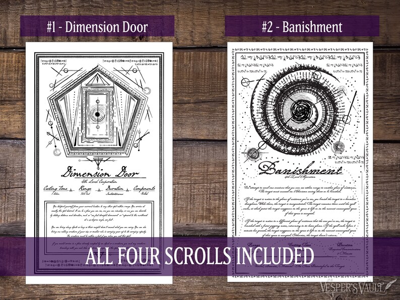DND Printable Spell Scrolls, Tabletop Prop, Magic, Black &amp; White Design ...