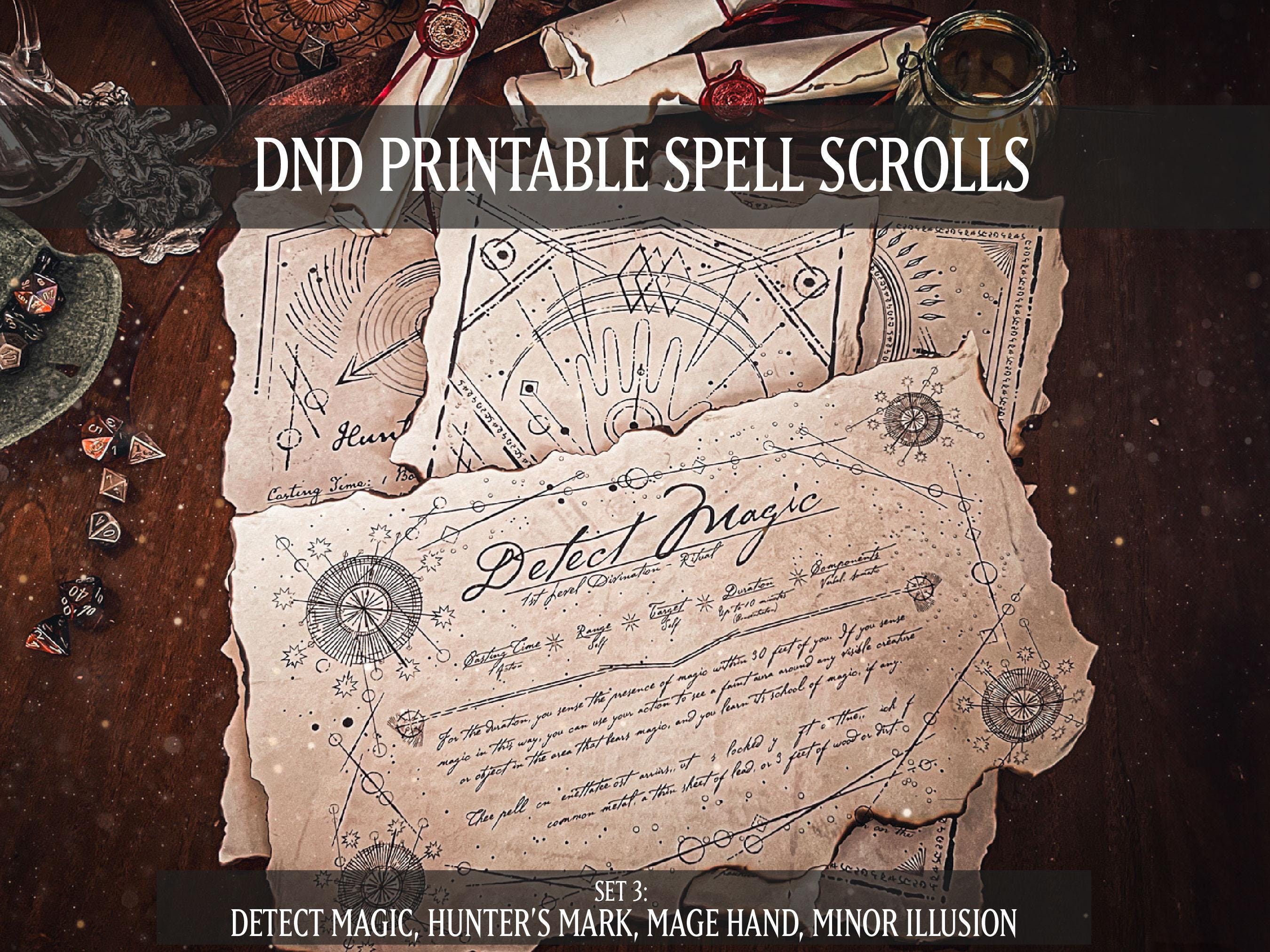DND Spell Scrolls: Black & White TTRPG Prop (Digital Download)