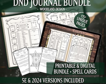 Dnd Woodland Character Binder Bundle: Digital, Printable, Spell Cards (5e, 2024)