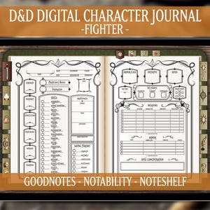 DND Fighter Digital Character Journal 5e 2024 - Dungeons and Dragons 5e - Elven Design