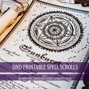 Pergaminos de hechizos DND: Objeto de mesa de magia blanca y negra (Set 2 - Descarga digital)