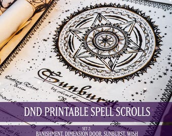 Pergaminos de hechizos DND: Objeto de mesa de magia blanca y negra (Set 2 - Descarga digital)