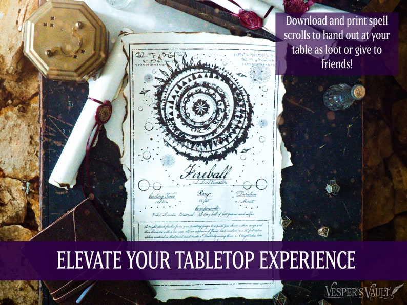 DND Printable Spell Scrolls, Tabletop Prop, Magic, Black &amp; White Design ...