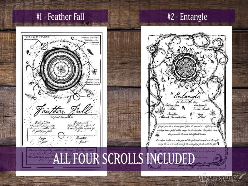 DND Printable Spell Scrolls, Tabletop Prop, Magic, Black &amp; White Design ...