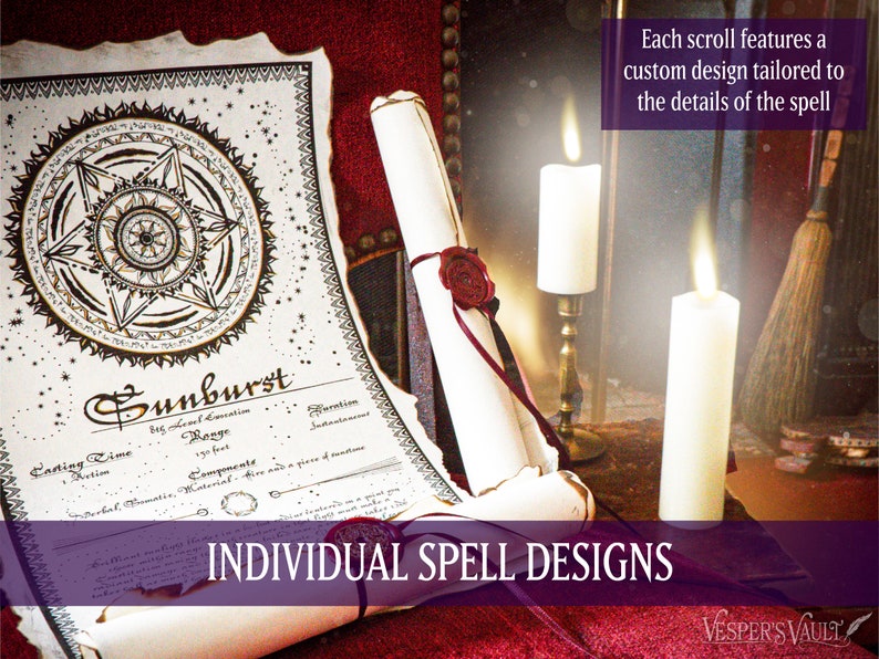 DND Printable Spell Scrolls, Tabletop Prop, Magic, Black &amp; White Design ...