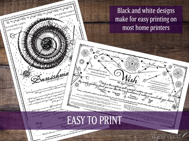 DND Printable Spell Scrolls, Tabletop Prop, Magic, Black &amp; White Design ...