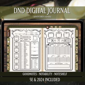 DND Digital Character Journal, 5e 2024, Spell Cards for Goodnotes (Instant Download, Fillable PDF)