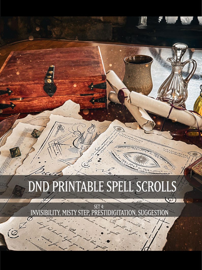 Pergaminos de hechizos DND: Set de accesorios imprimibles para TTRPG 4 (descarga digital) imagen 1
