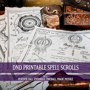 Pergaminos de hechizos imprimibles de DND: Objetos de magia en blanco y negro (Set 1) (Descarga digital)