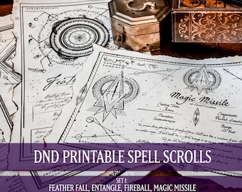 Pergaminos de hechizos imprimibles de DND: Objetos de magia en blanco y negro (Set 1) (Descarga digital)