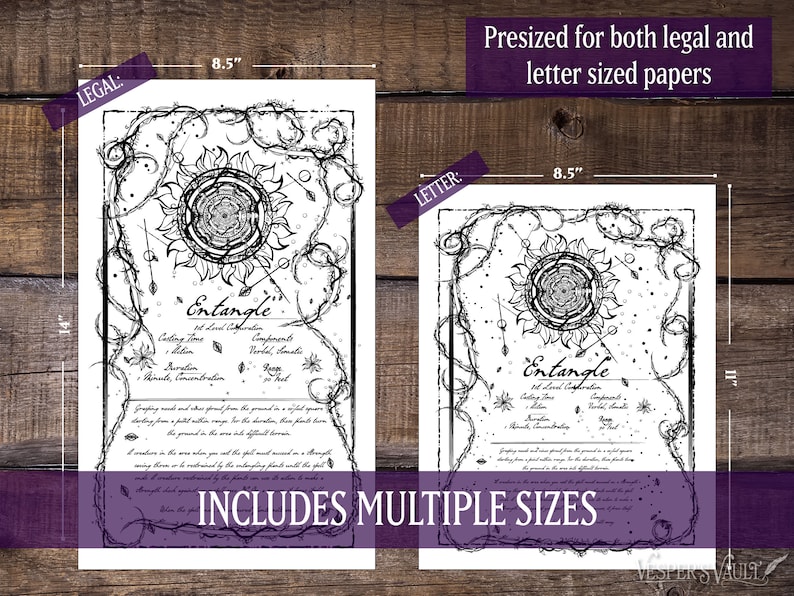 DND Printable Spell Scrolls, Tabletop Prop, Magic, Black &amp; White Design ...