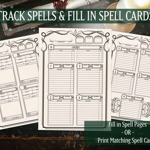 DND Character Sheet Journal 5e + Matching Spell Cards Bundle, Printable ...