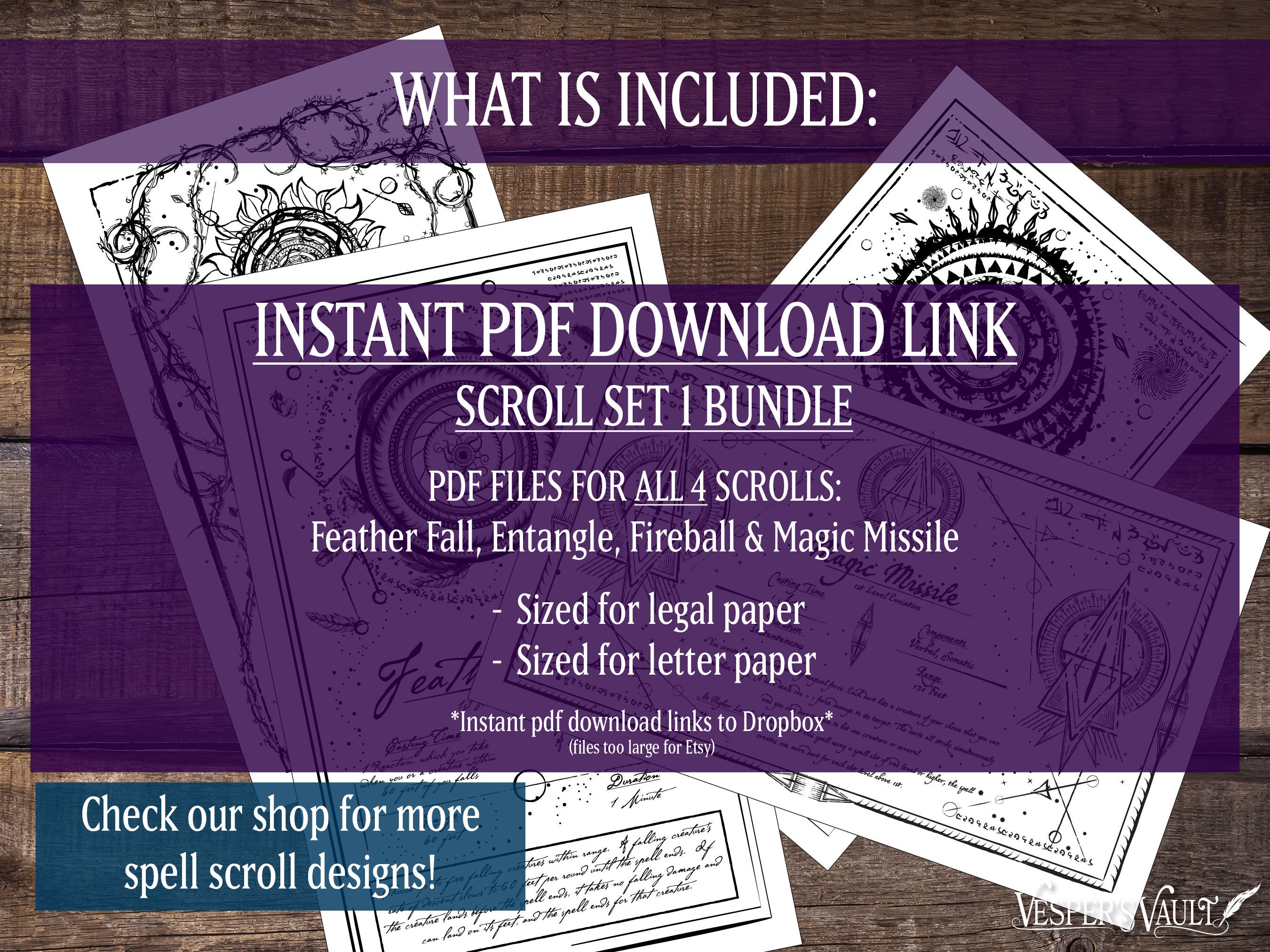DND Printable Spell Scrolls, Tabletop Prop, Magic, Black &amp; White Design ...