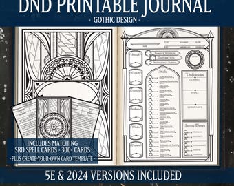 Gothic DnD Character Journal with Matching Spell Cards