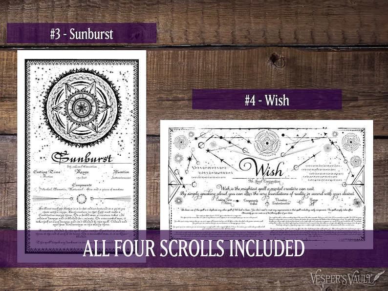 DND Printable Spell Scrolls, Tabletop Prop, Magic, Black &amp; White Design, Set 2: Banishment ...