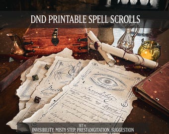 DND Spell Scrolls: Printable TTRPG Prop Set 4 (Digital Download)