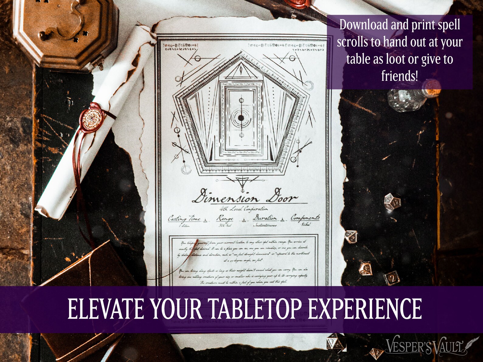 DND Printable Spell Scrolls, Tabletop Prop, Magic, Black &amp; White Design ...