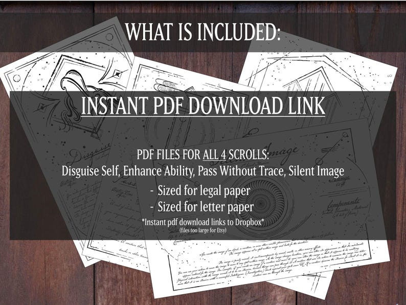 DND Printable Spell Scrolls, DM TTRPG Prop, Black/white Design, Set 5 ...