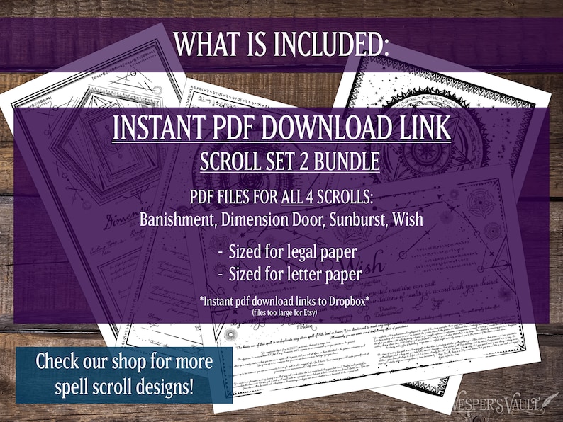 DND Printable Spell Scrolls, Tabletop Prop, Magic, Black &amp; White Design ...