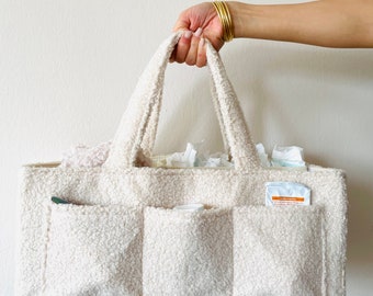 Wickelkorb-Windeltasche Windel-Caddy-Organizer/Wickeltasche Teddyfleece/tragbarer Aufbewahrungskorb Wickeltisch/personalisiert