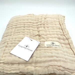 Musselin Decken- Sommerdecke- Baumwolle- Geburtsgeschek Geburtsdecke - Musselintuch - Babydecke mit Name - Personalisierte Decke xxl Beige