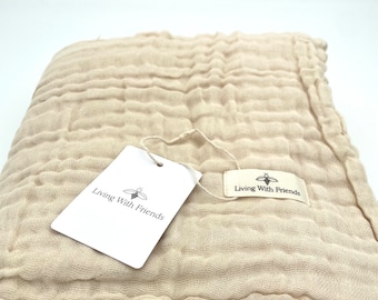 Muslin blankets - summer blanket - cotton - birth gift - muslin cloth - baby blanket with name - personalized blanket xxl beige
