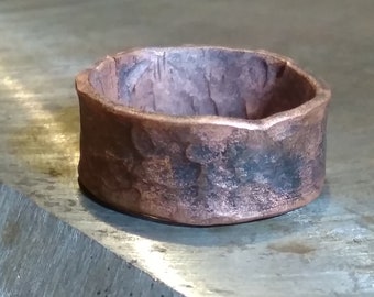 Ancient mens ring, Viking ring, Medieval ring, Engraved names ring, Copper patina ring, Blacksmith ring, Hand forged ring, Hers ring