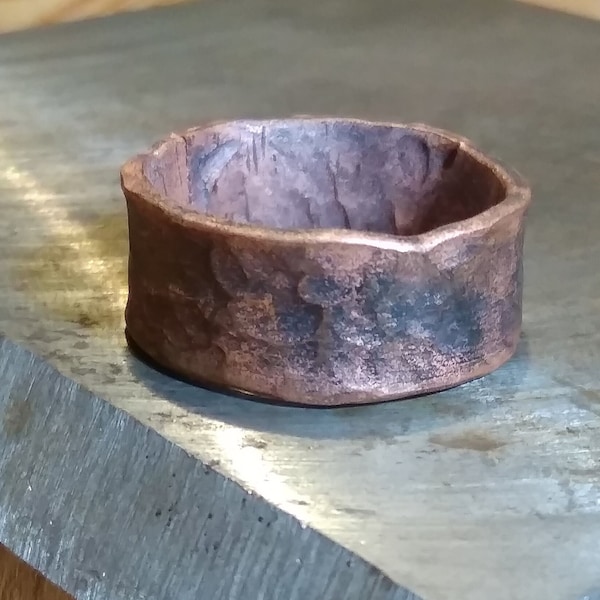 Ancient mens ring, Viking ring, Medieval ring, Engraved names ring, Copper patina ring, Blacksmith ring, Hand forged ring, Gay anniversary