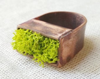 Natural moss ring, Plant jewelry, Any size, Unisex, Moss Ring Band