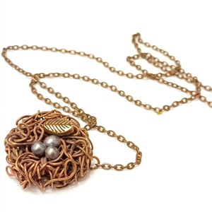 Nest necklace, Bird nest charm, Bird nest pendant, Egg pendant minimalist, Wife necklace gift, Mommy jewelry, Birds nest necklace