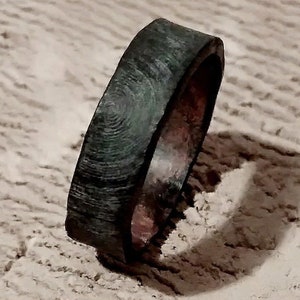 Black copper ring, Men promise ring black, Brushed ring, Engraved inside ring, Wooden texture