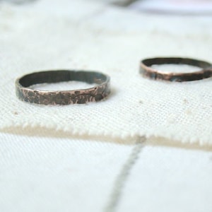 Two rings set Matching rings, Couple ring set, Forged Hammered Rings for two, Wedding & Engagement, Thin Copper Mens wedding band jewelry
