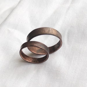 Matching couple rings Engraved Personalized, Forged Couple ring set, Rings for two, Wedding & Engagement, Copper, Custom jewelry image 7