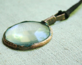 Magnifying glass pendant, Loupe pendant, Necklace with magnifying glass, Loupe necklace, Magnifier, Magnifying glass, Men & women gift idea