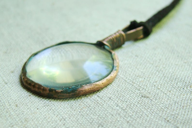 Magnifying Glass Loupe Pendant, Loupe Necklace Copper Necklace
