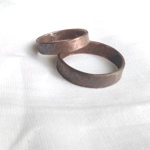 Matching couple rings Engraved Personalized, Forged Couple ring set, Rings for two, Wedding & Engagement, Copper, Custom jewelry image 5