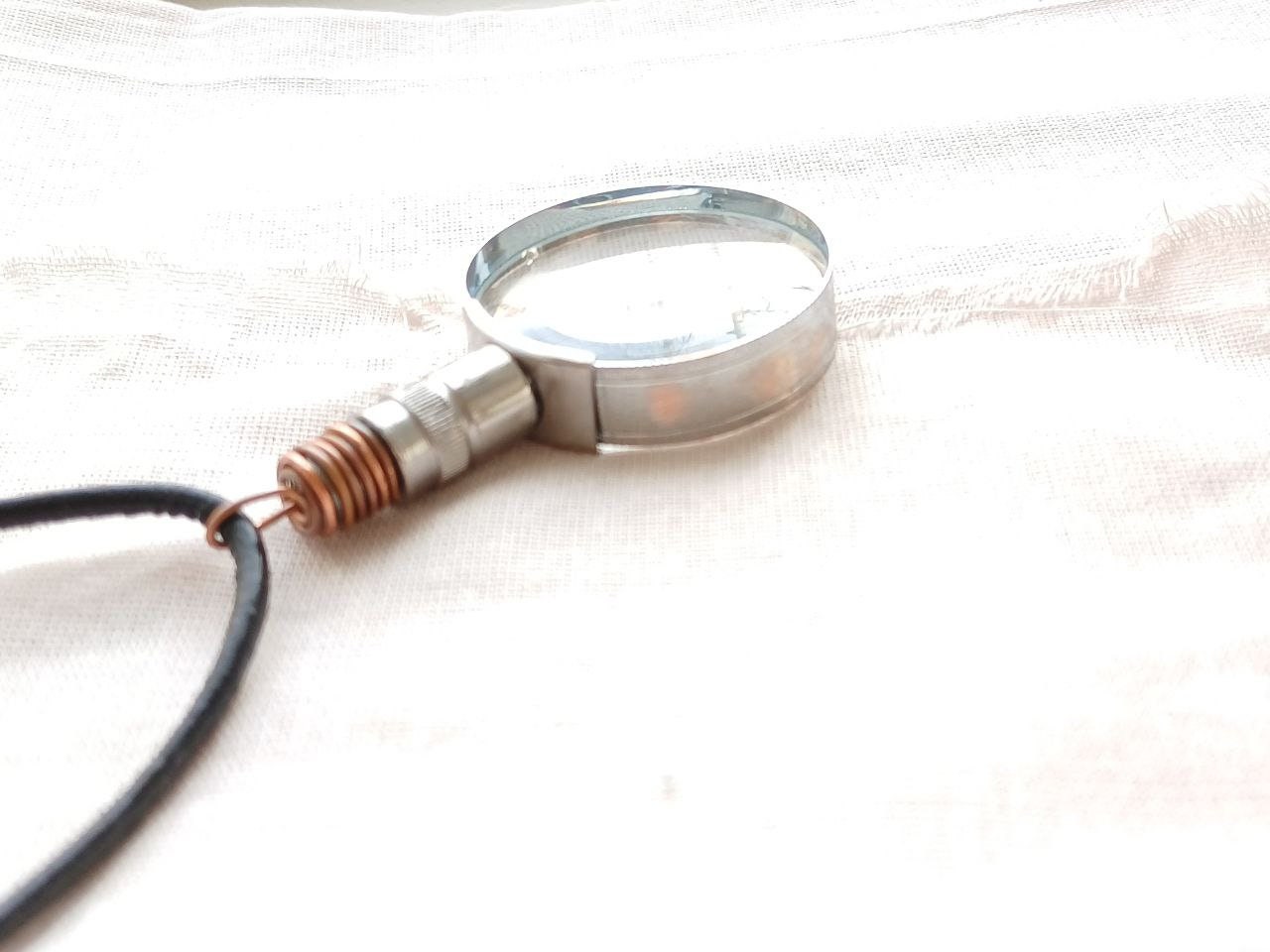 Magnifying Glass Loupe Pendant, Loupe Necklace Copper Necklace