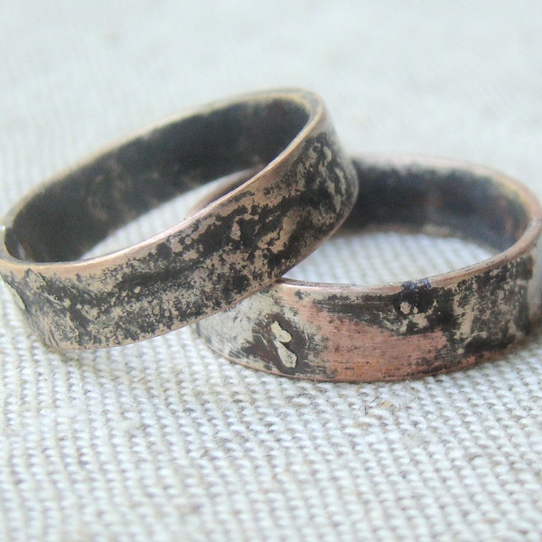 Bijpassende ringen gegraveerd gepersonaliseerd, paar ringenset, ringen voor twee, bruiloft & verloving, koperen heren trouwring aangepaste sieraden