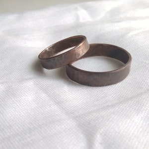 Matching couple rings Engraved Personalized, Forged Couple ring set, Rings for two, Wedding & Engagement, Copper, Custom jewelry image 2