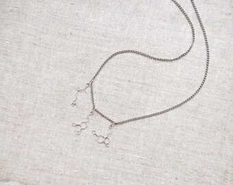 TEAMER Collana Molecola Dopamina E Serotonina - Gioiello In Acciaio Inox Per Scienziati, Insegnanti - Regalo Felicità E Amore - 3