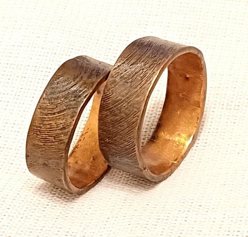 Matched for Wedding, Wood Texture Rings for Couples, Bestie Matching ...