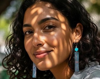 Turquoise Dangle Earrings, Copper Turquoise Jewelry, Everyday earrings, Blue Earrings, Gift for her, Vintage Jewelry