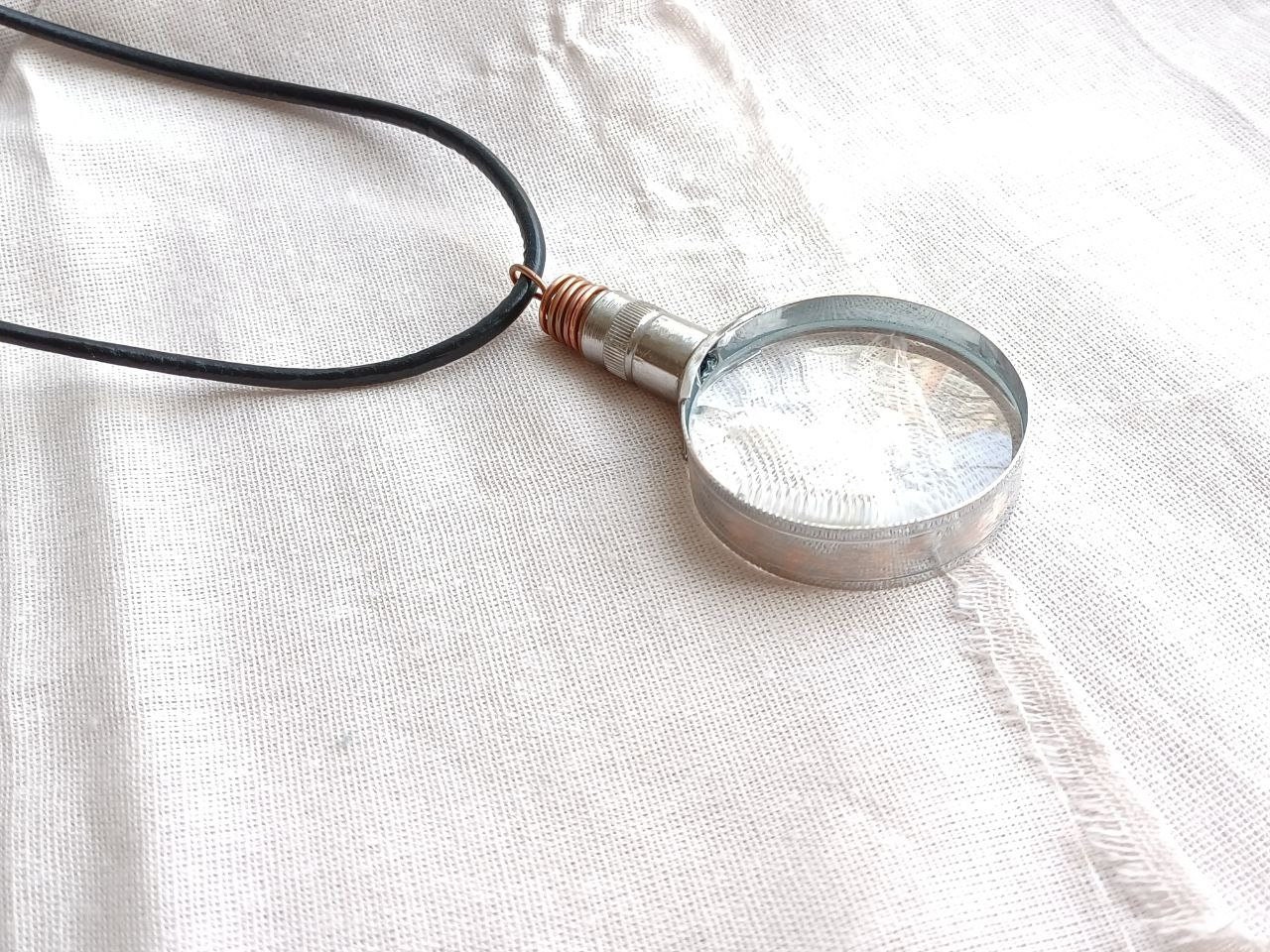 Magnifying Glass Loupe Pendant, Loupe Necklace Copper Necklace