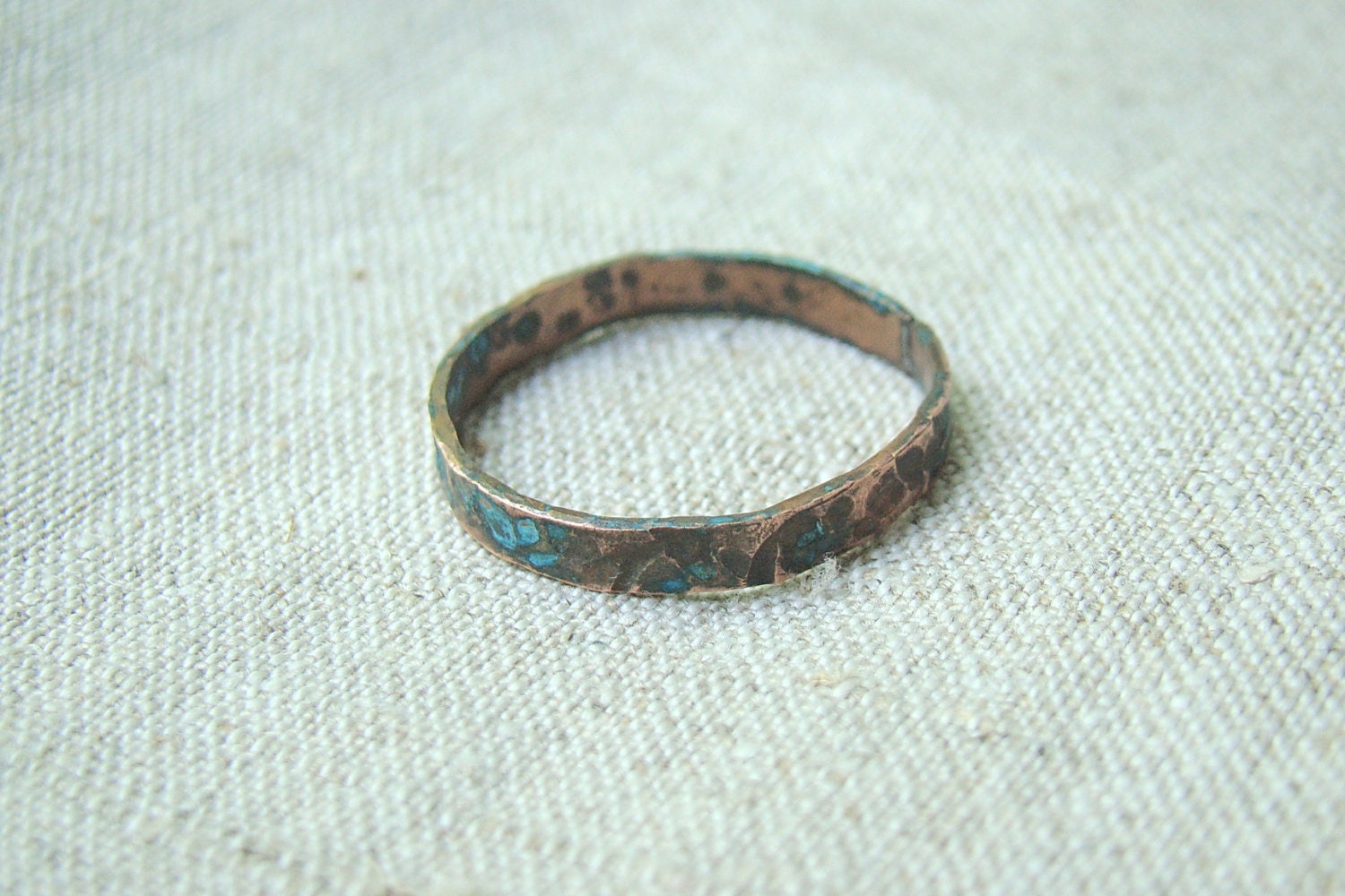 Mens Ring, Thin Mens Wedding Band Custom Jewelry Hammered Blue