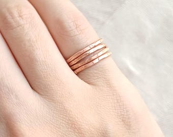 Matching pinky rings, Knuckle rings, Set of 4, Thin ring set, Stacking ring set, Stacking rings rose gold, Sister ring set, Multiple rings