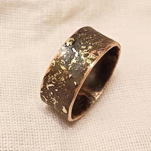 Ancient mens ring, Viking ring, Medieval ring, Engraved names ring, Copper patina ring, Blacksmith ring, Hand forged ring, Two tone ring